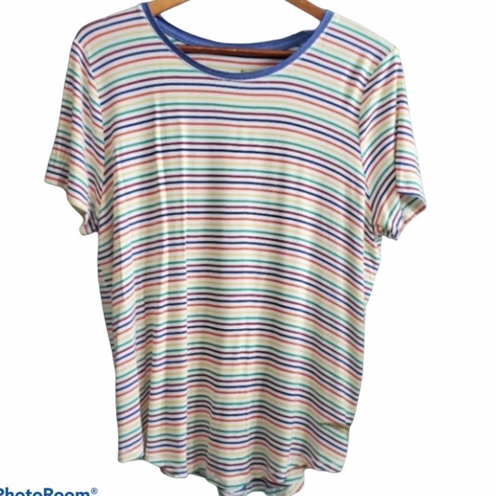 SO Striped Favorite Crew Soft T-Shirt Rainbow L